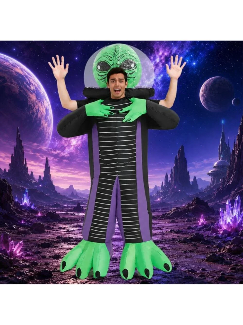 Funny Inflatable Alien Neck Costume for Adults - Blow-Up Halloween Outfit